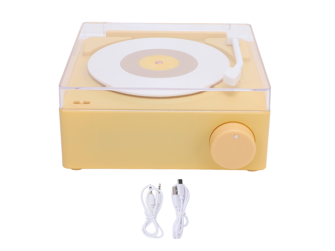 Toca discos Bluetooth Portátil Cute Cream Amarelo Decorativo