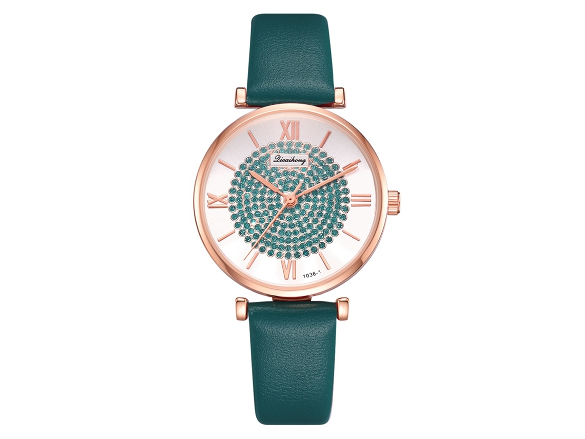Relógio de Pulso Unissex Casual de Quartzo com Pulseira Pu Simples (verde)