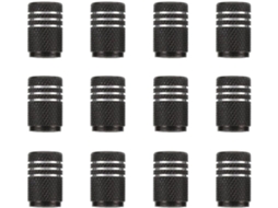 Conjunto De 12 Tampas De Válvula De Pneu Em Liga De Alumínio Preta, Sem Rebarbas.