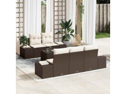 Vidaxl Conjunto De Sofá De Jardim Castanho Vime Pe