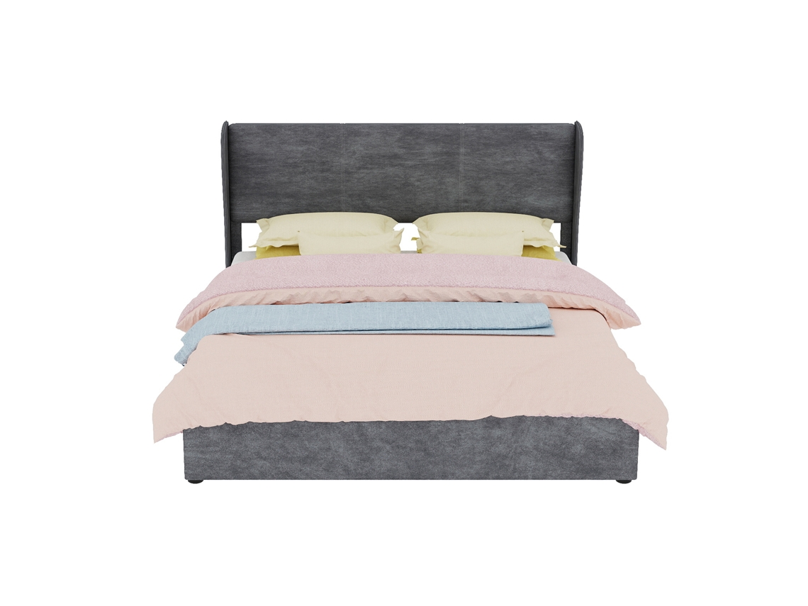Cama Estofada S/marca Tecido Cinzento 160 X 200 Cm Com Arrumação