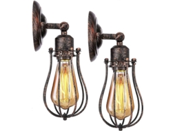 Omni 2 Luminárias de Parede Industriais com Soquete E27 Vintage para Teto Interno Estilo Retrô