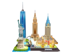 Quebra-cabeça 3d Da Cidade De Nova York, Com Luzes De Led, 101 Peças, 35x22x39 Cm, Material De Papelão.