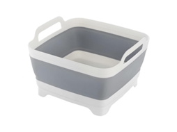 Bacia Dobrável Com Drenagem – Bacia De Lavar Loiça – Lavatório Portátil – 31,530,5*20 Cm – Cinza/branco – Pp/tpr