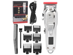 2026 afeitadora Eléctrica Recarregável com Tela Lcd, Cortador de Cabelo Sem Fio Ajustável com Pente Guia, Silver Crown Usb