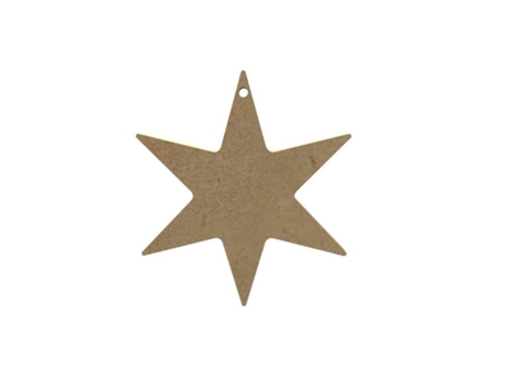 Estrela com 6 ramos em madeira MDF para decorar - 11 x 11 cm Gomille