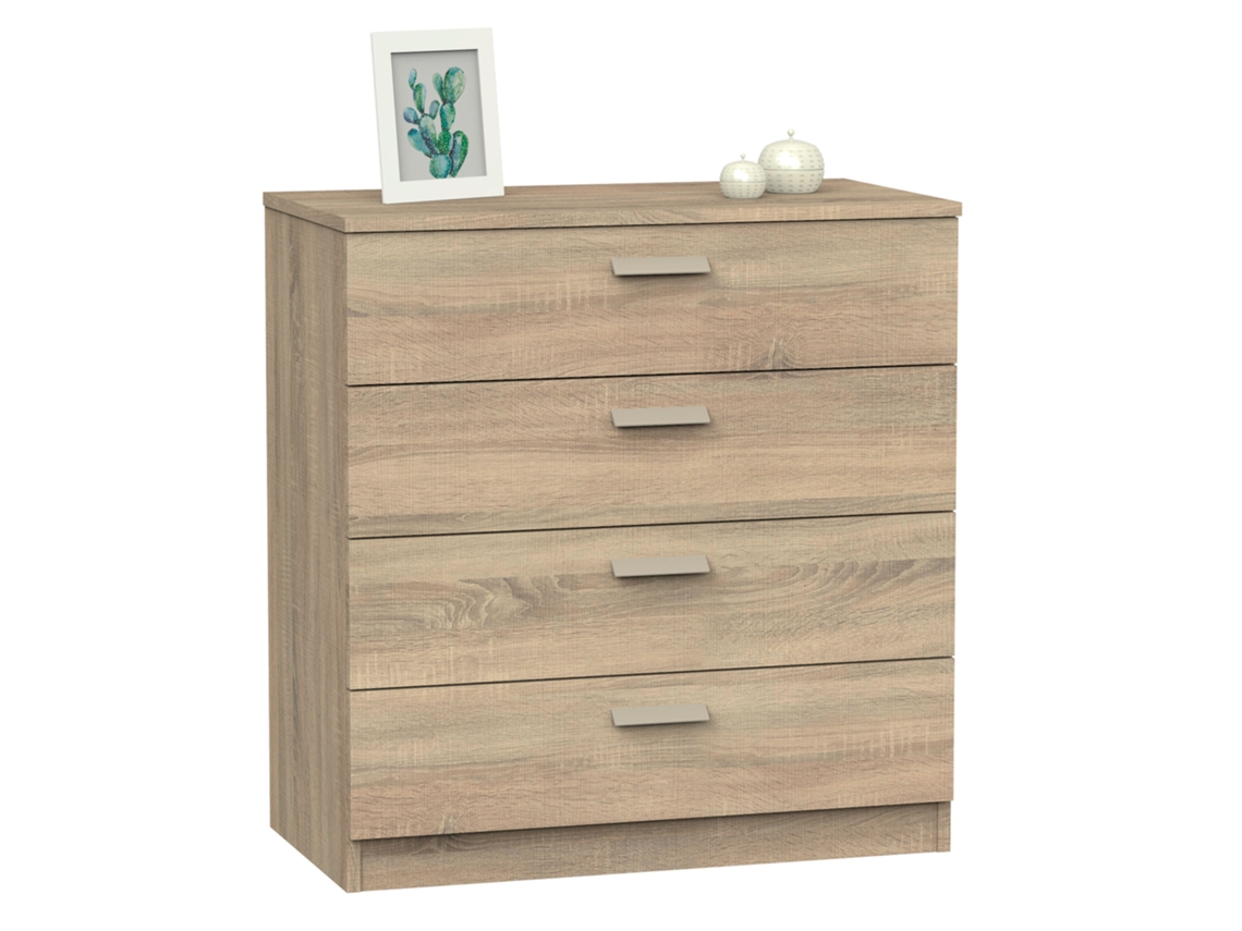 Cômoda De Quarto, Sinfonier 4 Gavetas, 78x74x40 Cm, Quarto Casal, Juvenil, Infantil Briebe Nova Madeira