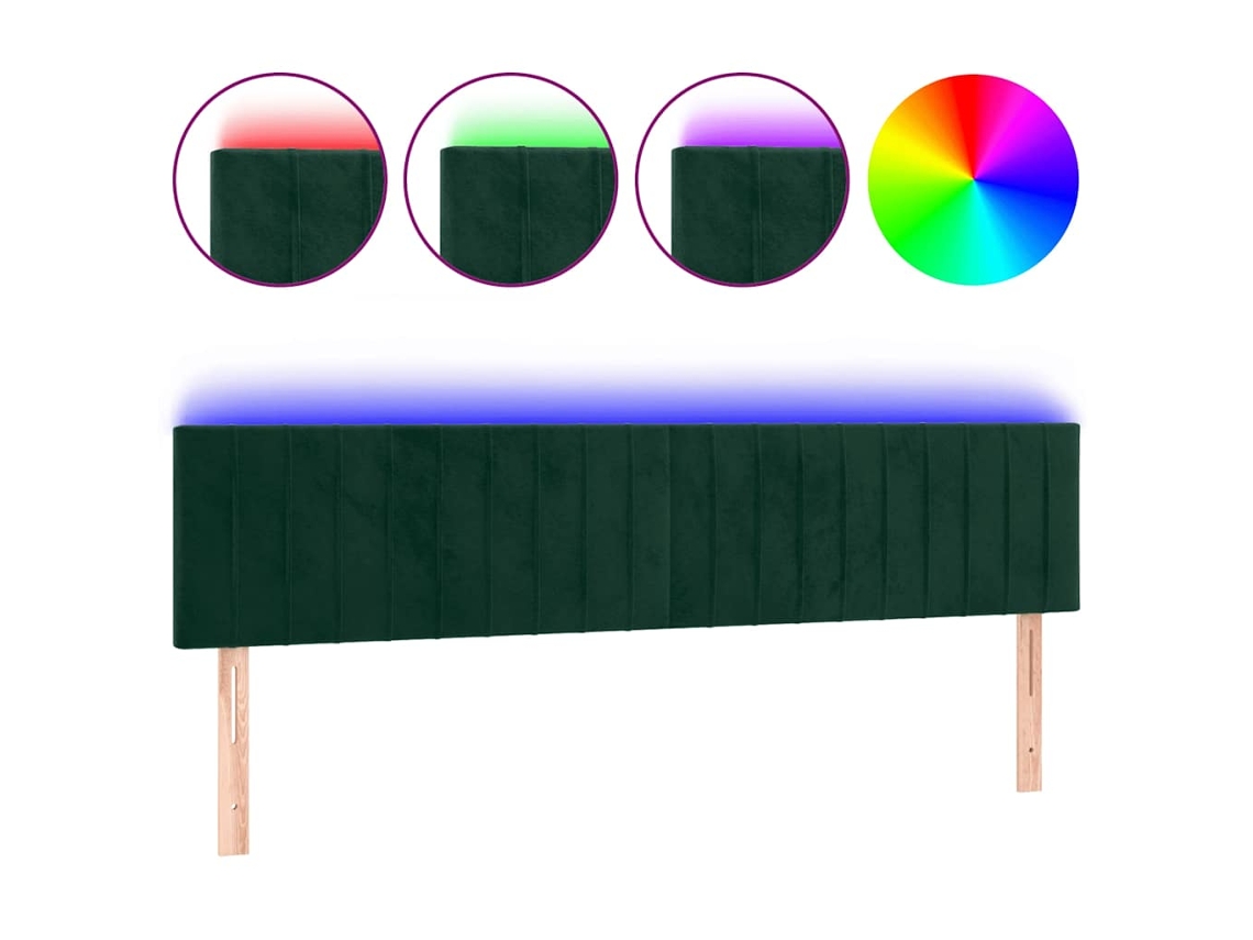 Cabeceira de Cama com Luzes Led Veludo Verde Escuro MAISON EXCLUSIVE (200x5x78 cm)