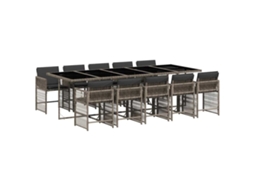 Conjunto de 11 Jantar para Jardim com Almofadões Vime Pe Cinzento MAISON EXCLUSIVE