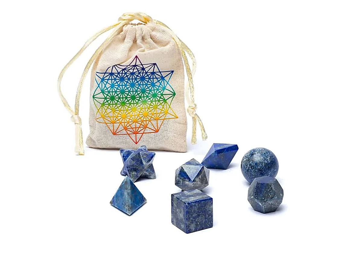 Conjunto De 7 Peças De Geometria Sagrada Lápis-lazúli - ±6,7x9cm