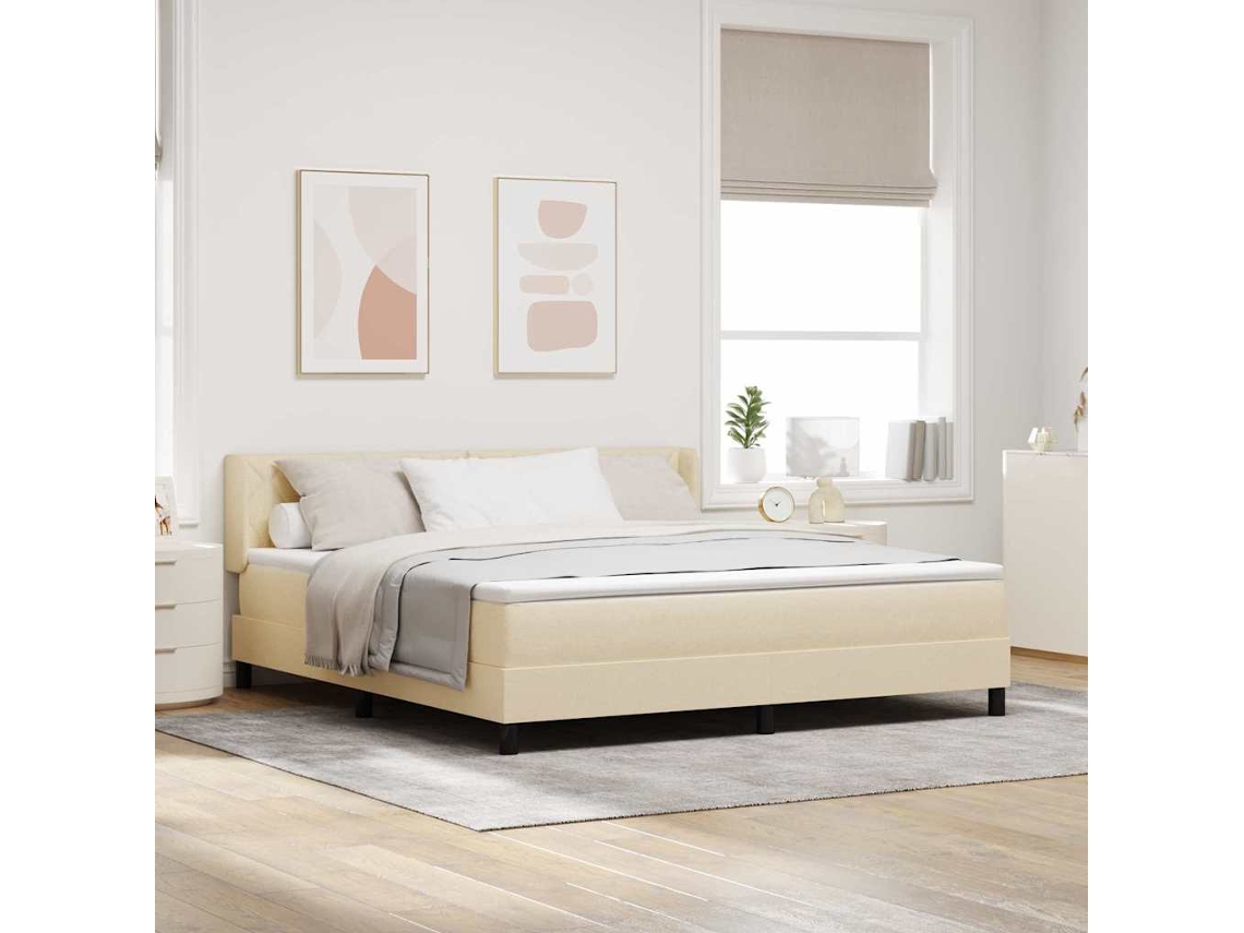 Vidaxl Cama Box Com Cabeceira Manual Creme 200 X 180 Cm Tecido