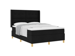 Cama Box com Cabeceira Preto 140 X 200 Cm Tecido MAISON EXCLUSIVE