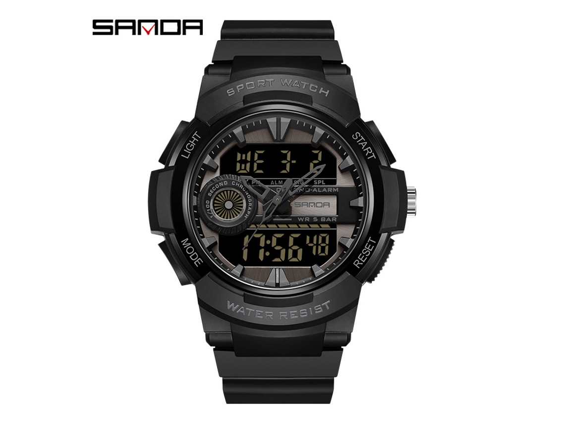 Relógio Digital Luminoso Estilo Militar MDUG (totalmente Preto)