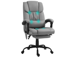 Cadeira De Escritório Com Massagem De 6 Pontos, Encosto Alto, Reclinável, Altura Ajustável, Apoio Para Os Pés E Controle Remoto, Cinza.