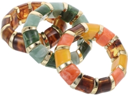 De 3 Pulseiras Largas E Elásticas De Acrílico Da Ciieeo Com Design Geométrico Irregular.