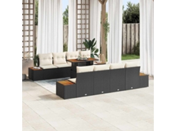 Vidaxl Conjunto De Sofá De Jardim 9 Unid. Preto Rattan Sintético