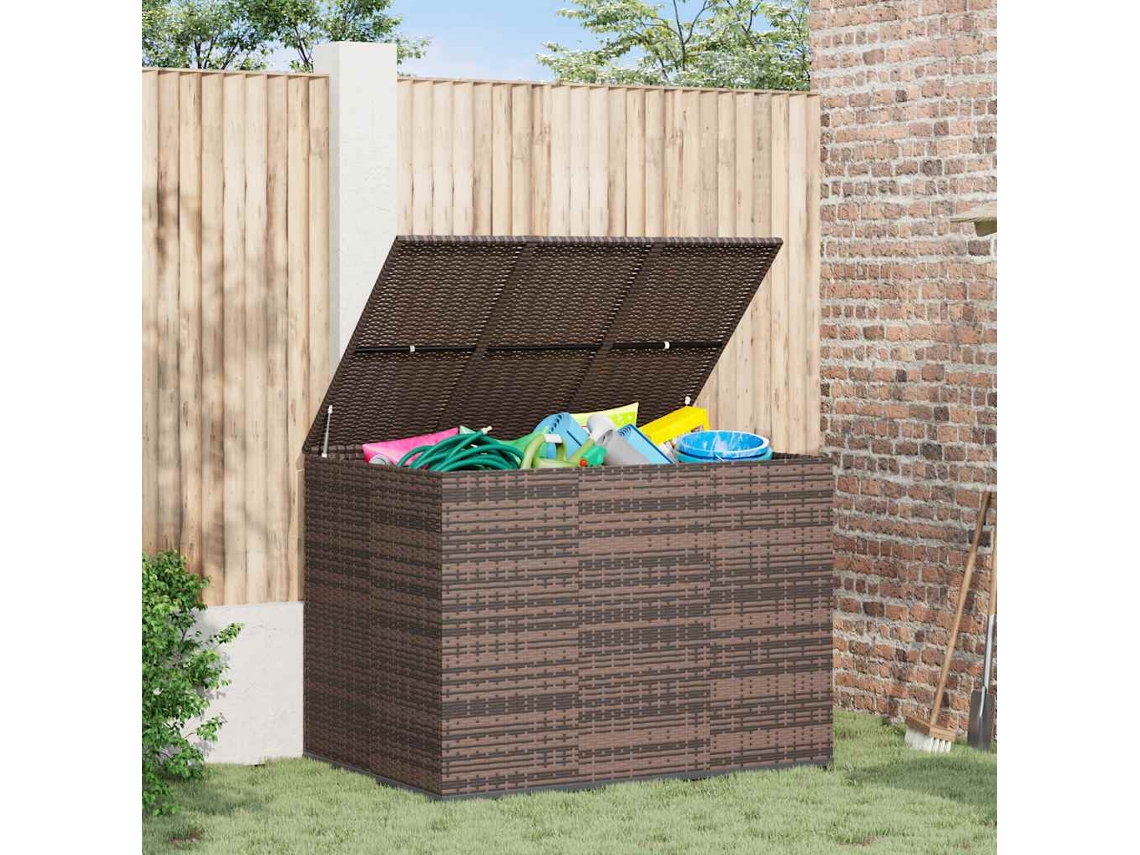 Vidaxl Caixa Para Almofadões De Jardim 145x100x103 Cm Vime Pe Castanho