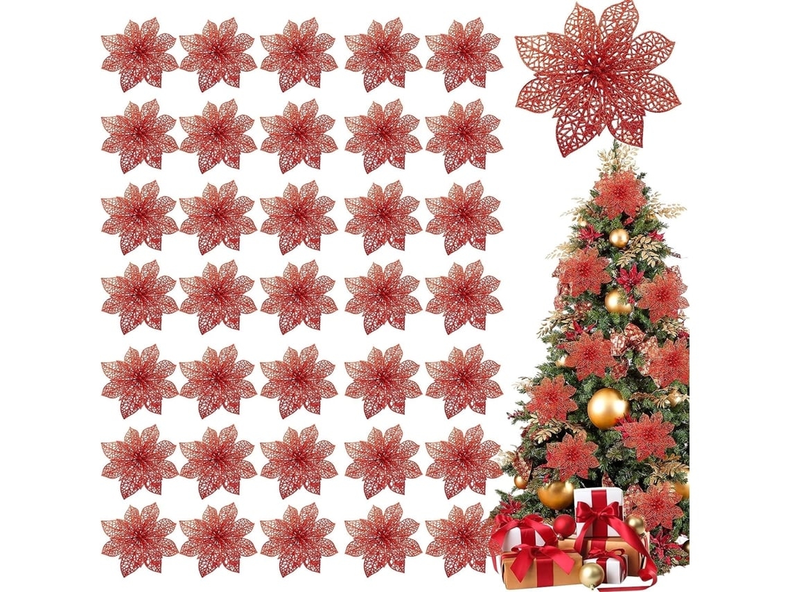 36 Enfeites de Flores de Natal, Decorações para Árvores Rayon Decoração, Ergonômico, Uso Diário STELASPLEN