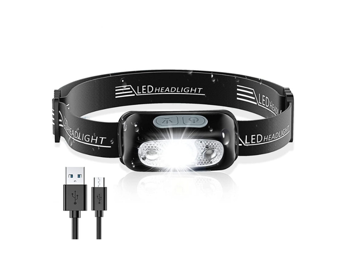 Farol Led 250 Lúmens Sensor de Movimento Ipx6 À Prova D'Água 5 Modos de Iluminação Ângulo Ajustável e Alça Preto BISBISOUS
