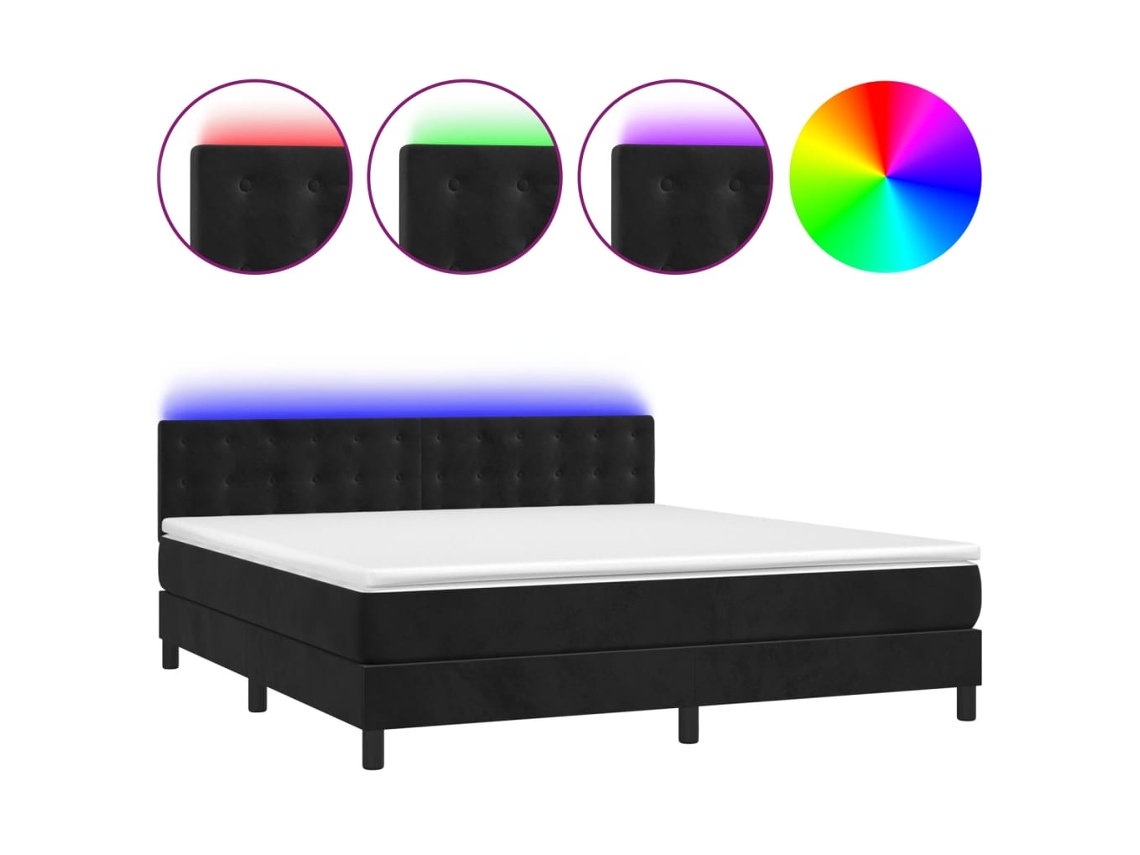 Cama Box Spring Vidaxl Preto Veludo (203x180x88)