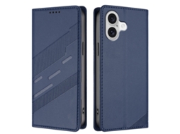 Capa Carteira Para Iphone 17 Estilo Punk Com Estampa - Azul Escuro