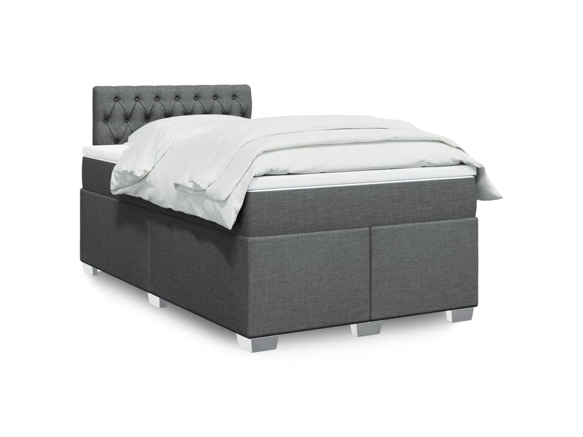 Vidaxl Cama Com Molas/colchão 120x200 Cm Tecido Cinzento-escuro