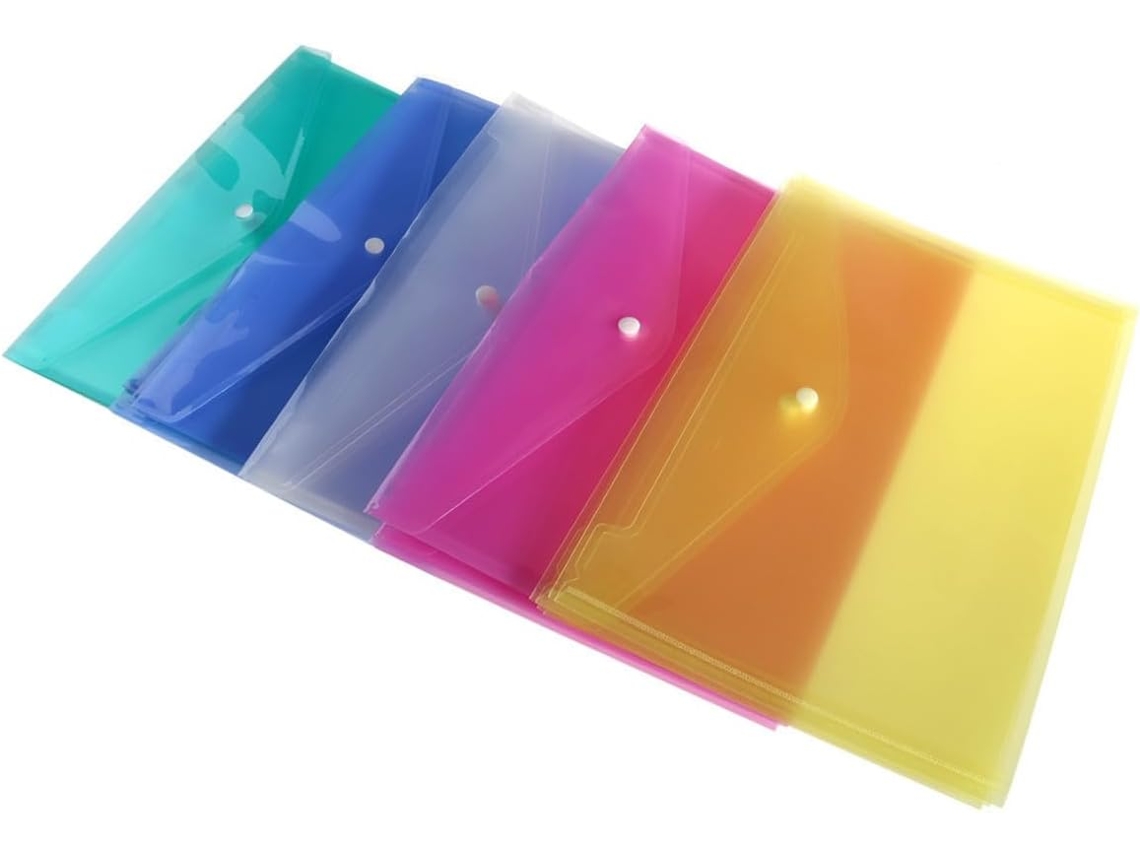 Pasta Organizadora Profissional A4 Em Plástico Transparente Com Botão De Pressão, Pacote Com 20-unidades, Ideal