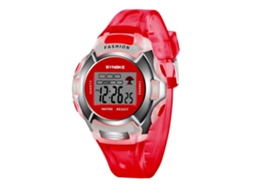 Relógio esportivo eletrônico luminoso Synoke Fashionable Youth para estudantes, vermelho