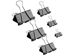 Clips de papel reutilizados em metal preto, 120 unidades, para organizar documentos e arquivos escolares.