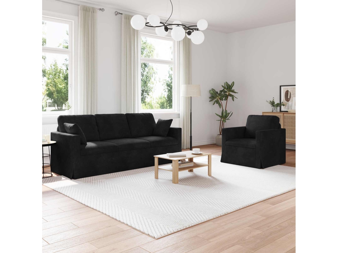 Vidaxl Conjunto De Sofás 2 Unid. Preto Veludo