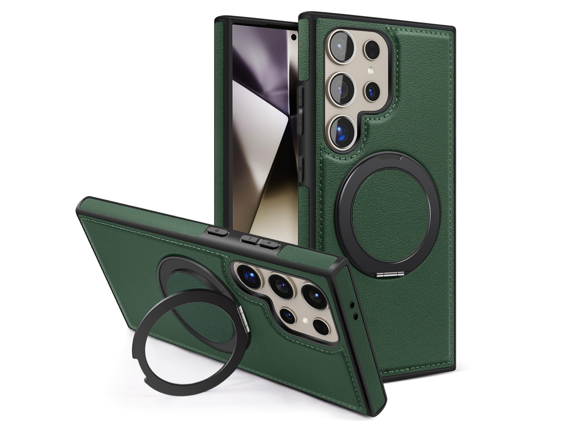 Capa Hexinyigjly Para Samsung S24 Ultra , Com Anel Giratório 360° Verde