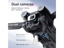 I3 Pro Mini Drone com Câmera Dupla 4K 3 Baterias Duração Da Bateria: 15 Min Preto YIZHOOD