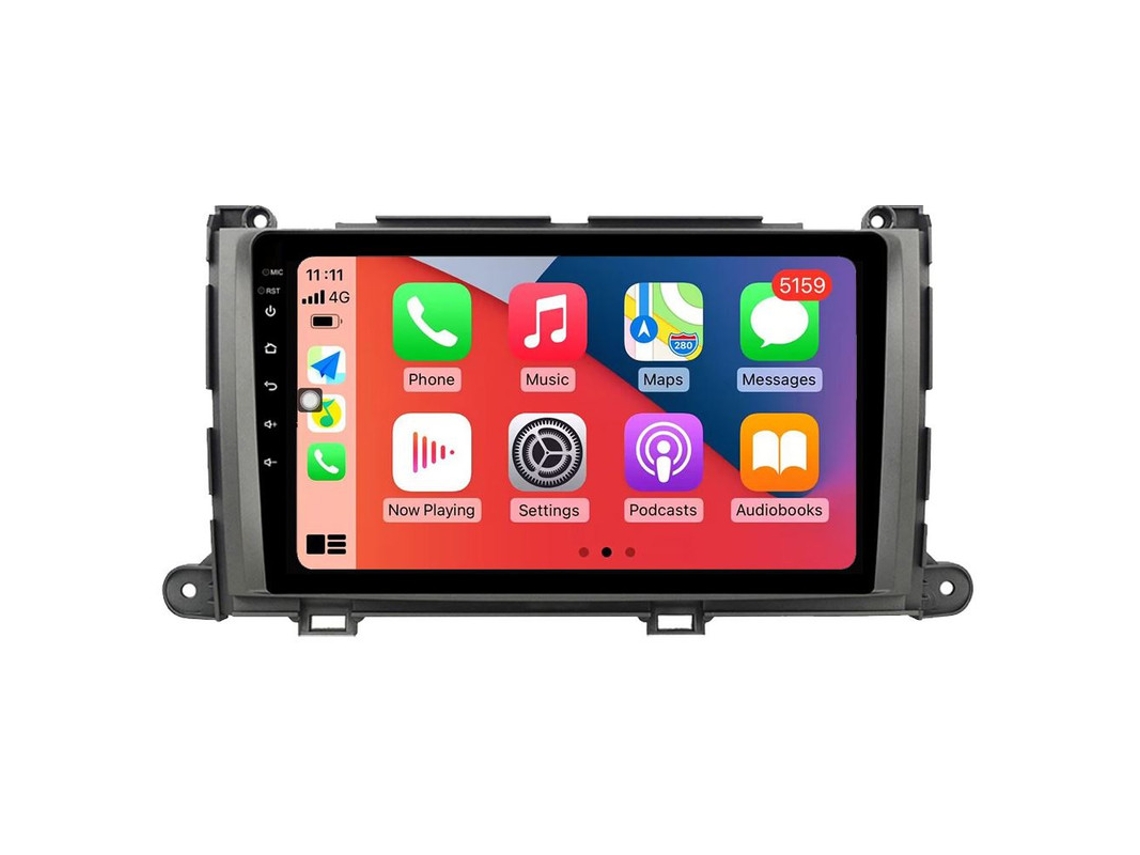Central Multimídia Carplay Gps Para Toyota Sienna 2009 - 2014 Android Auto Bluetooth