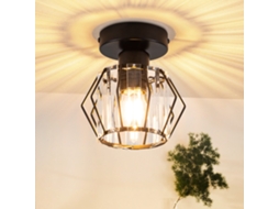 ZMH Luminária de teto moderna de cristal preto E27 para uso interno