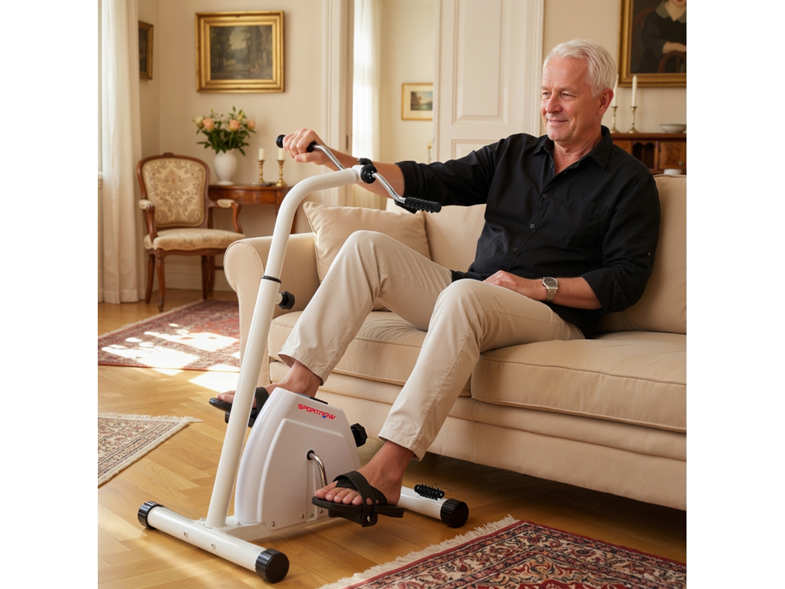Bicicleta De Exercício Para Reabilitação Braços E Pernas Com Altura Resistência Reguláveis, Display Lcd, Branco