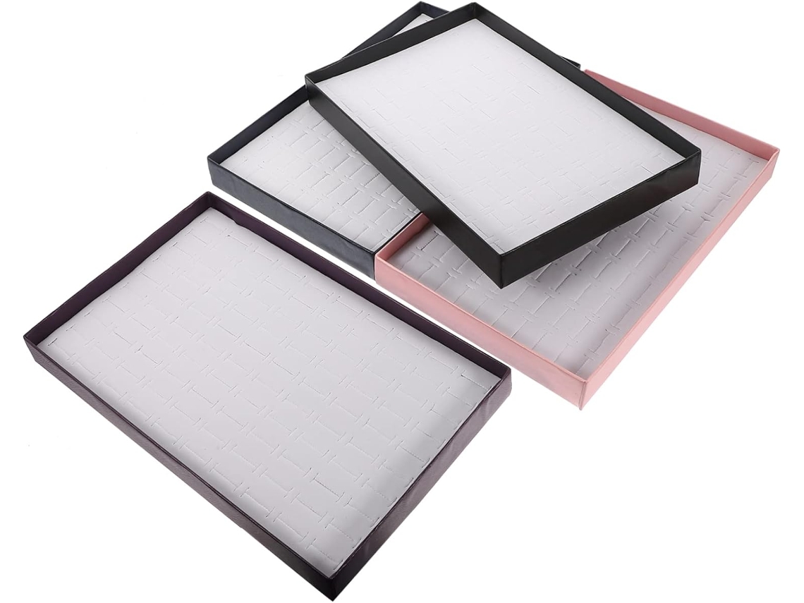 Conjunto De Bandejas De Veludo Com 100 Compartimentos Para Joias, Ideal Para Exibição E Armazenamento.