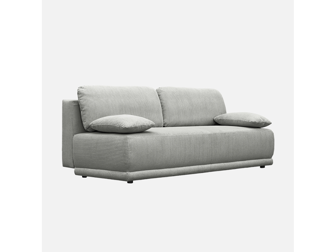 Sofá-cama Em Veludo Canelado, 3 Lugares, Cinza Claro