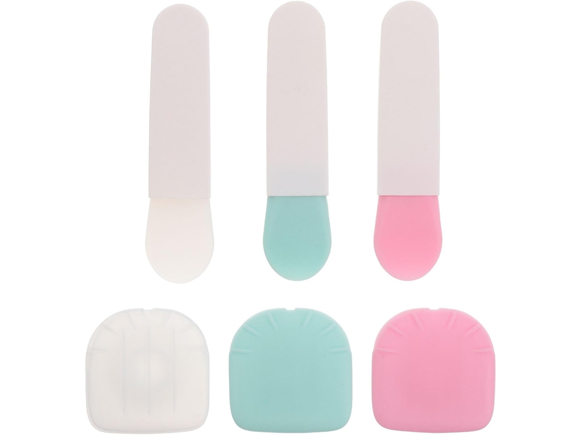 Aplicadores de máscara facial de silicone com tampa protetora contra poeira, pacote com 3 unidades.