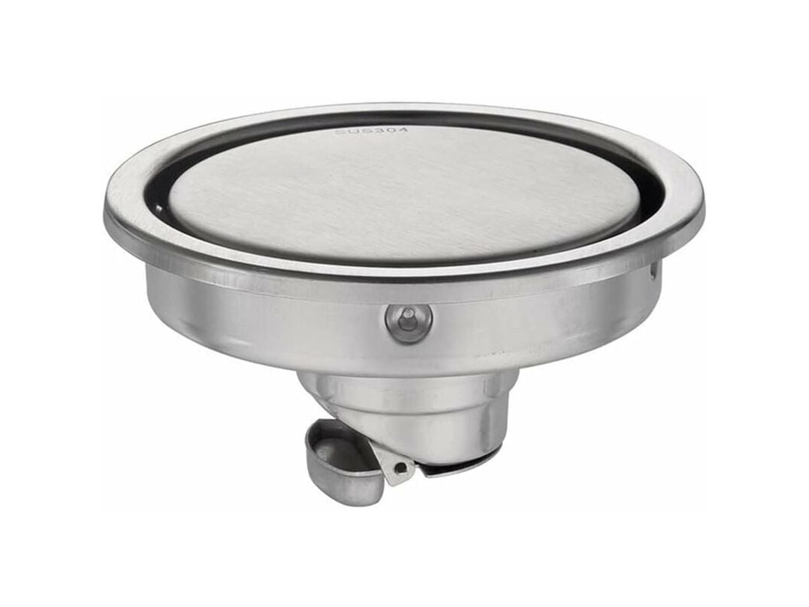 Ralo de Piso AQUAFORGE em Aço Inoxidável 304 com Grelha Redonda e Sistema Anti odor