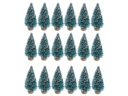 Conjunto De 24 Mini Árvores De Natal Artificiais De Sisal Com Neve E Geada, Com Garrafa E Base De Madeira Para Decoração Natalina Aquaforge