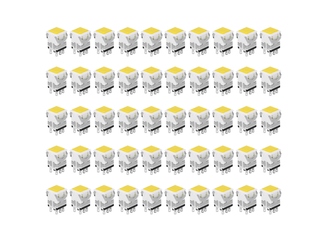 50pcs Interruptor De Botão Com Trava Automática 6 Pinos Amarelo 220v Estável Preciso