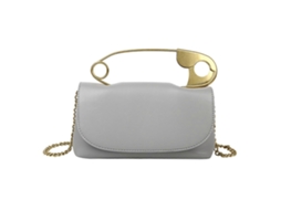 Bolsa Transversal Feminina Moderna Com Alça De Corrente Removível, Cor Cinza.