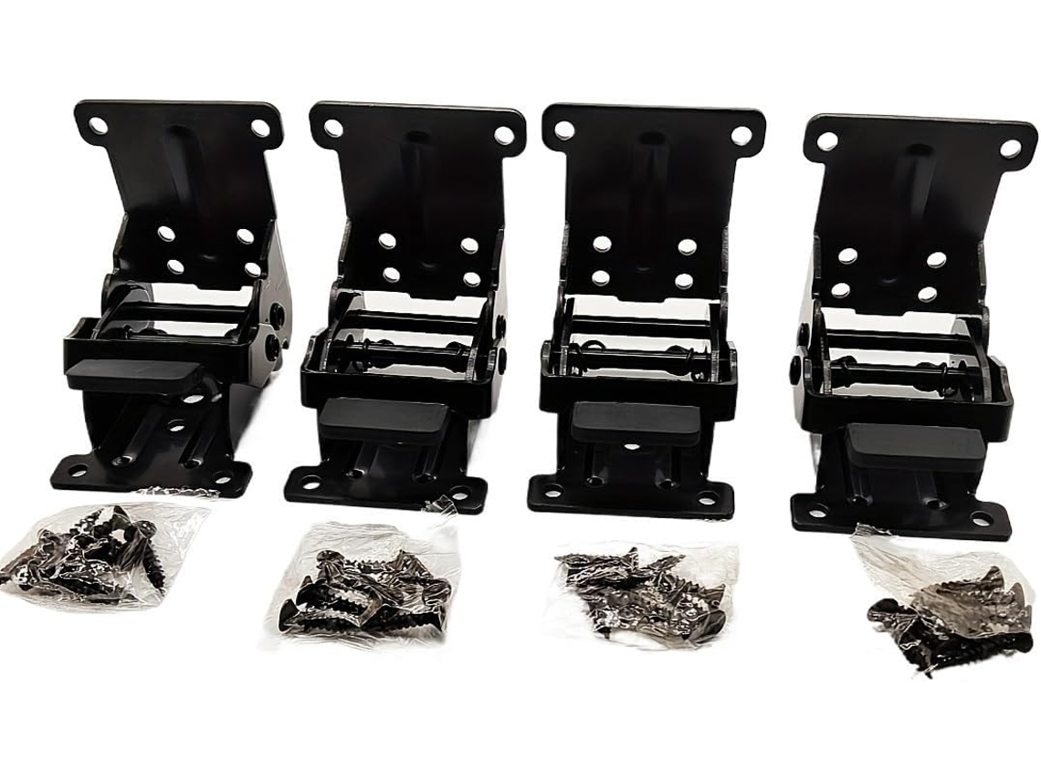 Conjunto De 4 Suportes Dobráveis Em Aço Inoxidável Com Dobradiças Travamento Automático E 32 Parafusos, Suporte
