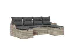 Conjunto 6 Conjunto De Sofá De Jardim Vidaxl Cinzento-claro Vime Pe (231 X 117 X 85 Cm)