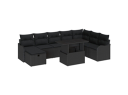 Conjunto 9 Sofá Modular Vidaxl Preto Vime Pe (100 X 55 X 73 Cm)