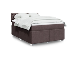 Vidaxl Cama Com Molas/colchão 160x200 Cm Tecido Castanho-escuro