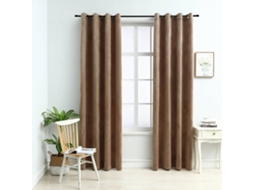 Vidaxl Cortinas Blackout Com Argolas 2 Pcs 140x175 Cm Veludo Bege