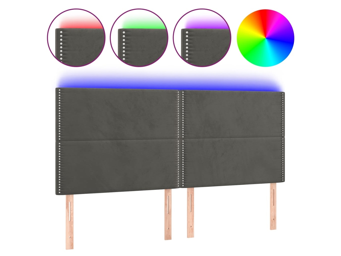 Cabeceira de Cama com Led Veludo Cinza Escuro MAISON EXCLUSIVE (180x5x118 cm)