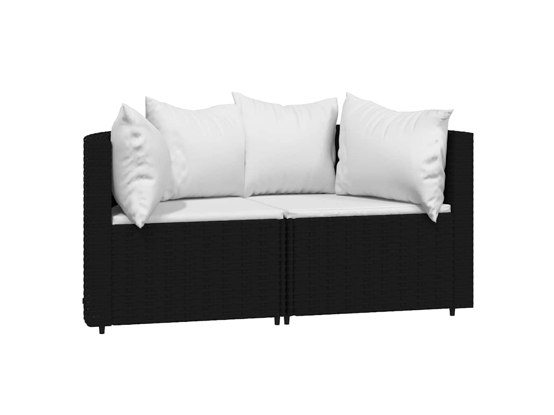 Maison Exclusive - Sofás De Canto P/ Jardim C/ Almofadões 2 Pcs Vime Pe Preto