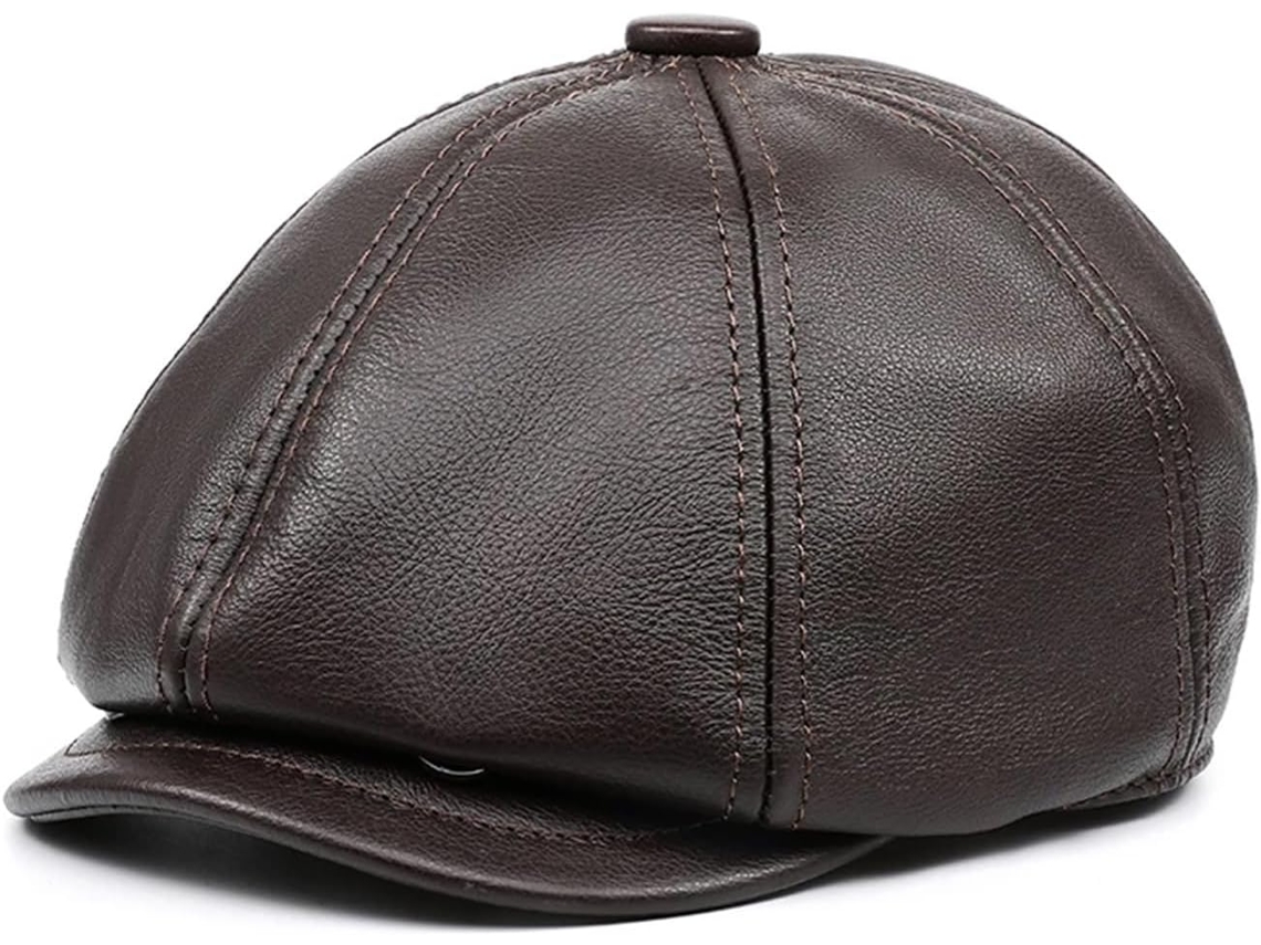 Boina masculina SFUSHOS, couro legítimo, vintage